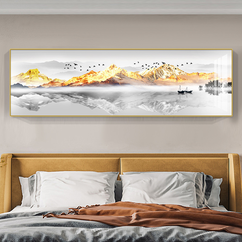 新款日照金山沙发背景墙装饰画背靠金山客厅壁画夫妻主卧床头挂画|undefined