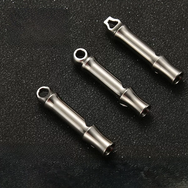 Pioneeredc Titanium Alloy Whistle Single-Tube Loud Outdoor High-Frequency Hanging Hole High-Decibel Stainless Steel Whistle