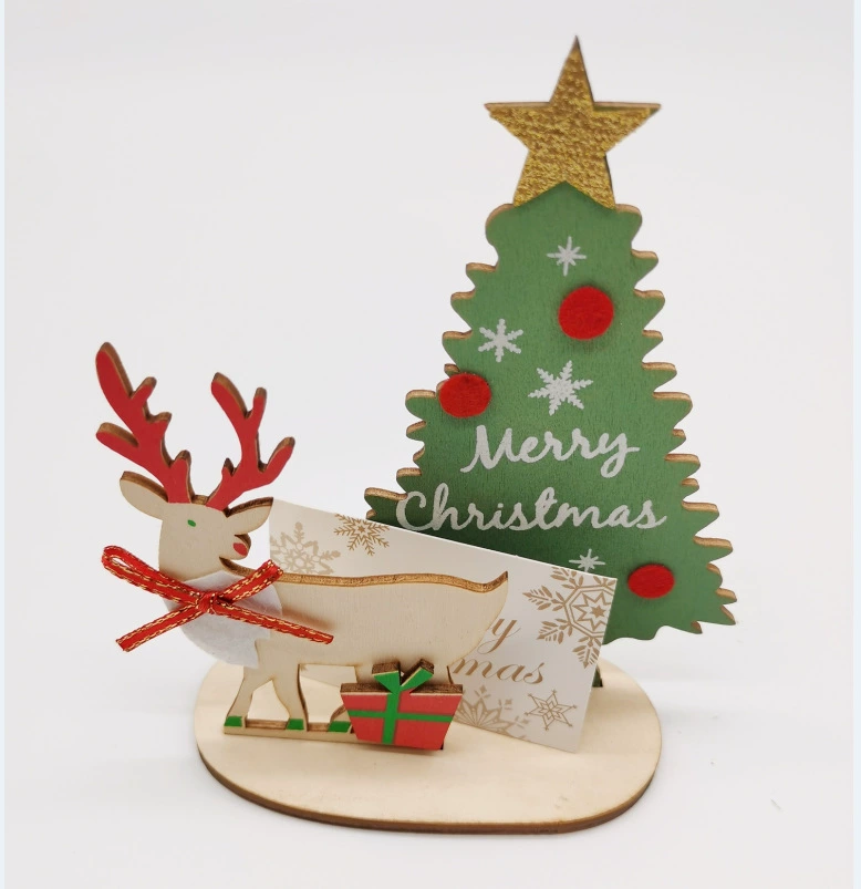 Рождественские украшения деревянные расписные елочные настольные маленькие деревянные старые лоси DIY мини елочные украшения