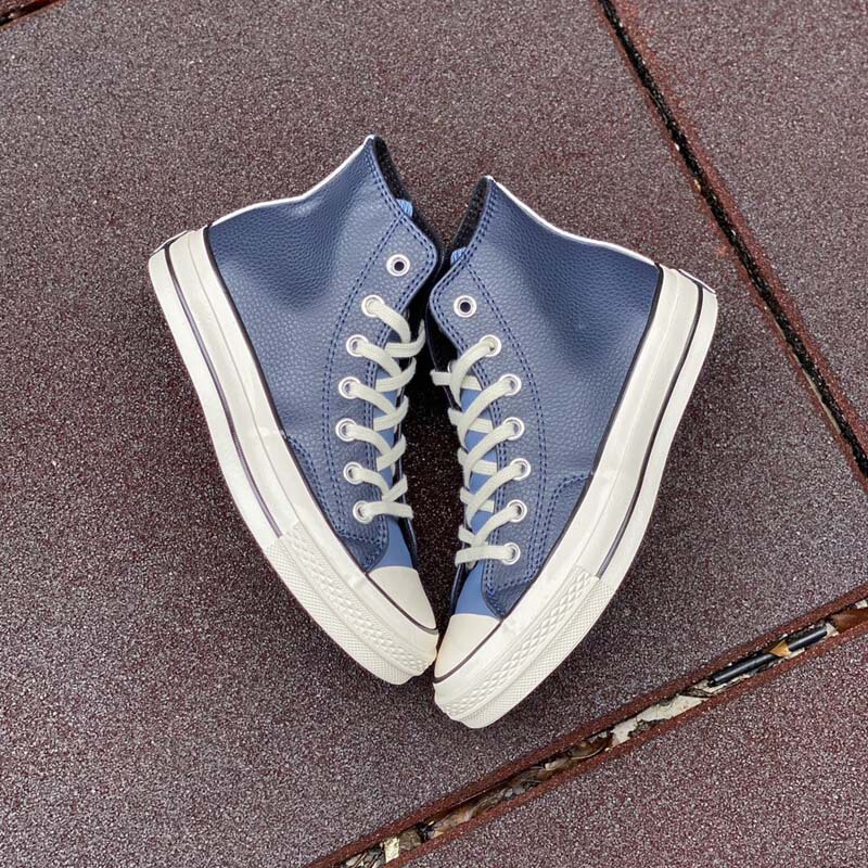 New 1970S Classic Leather Blue Brown High-Top Couple Casual Shoes Sneakers