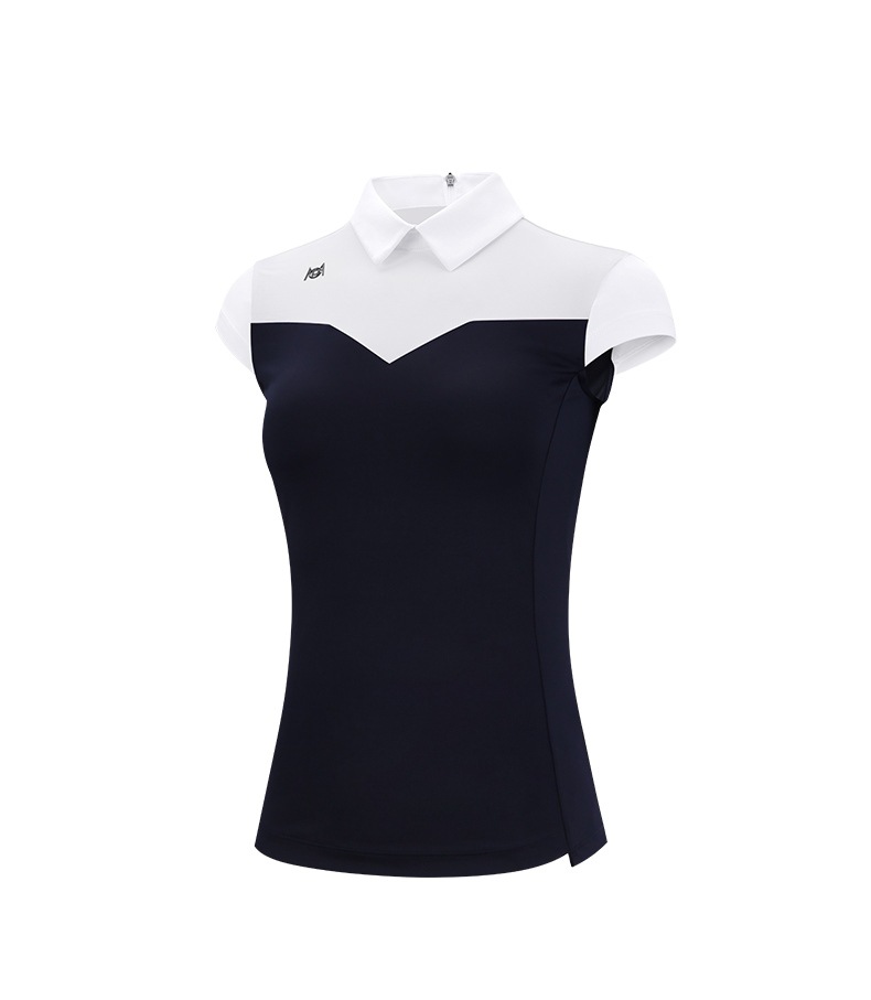 Áo thun golf nữ tay ngắn PGM cổ bẻ khóa kéo, phối màu cổ — YF484-màu trắng xanh navy, YF484-màu trắng hồng chi tiết 14