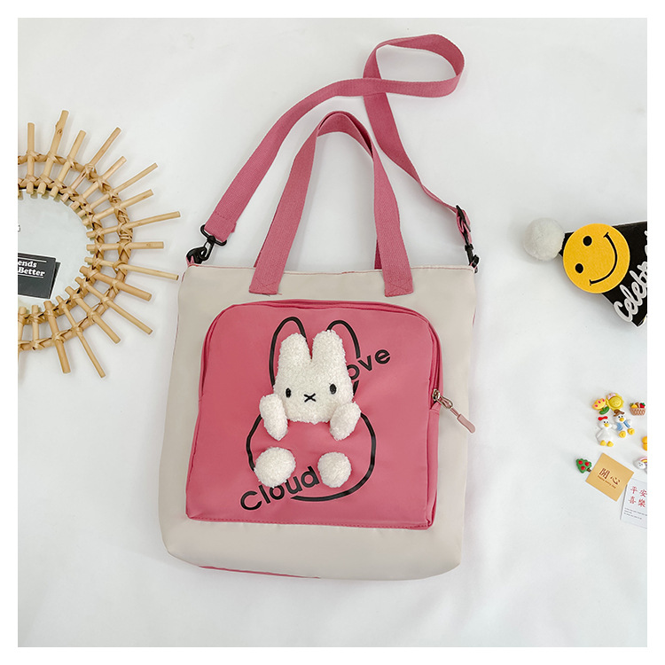 Kid's Large Spring&summer Canvas Animal Cute Square Zipper Tote Bag display picture 5
