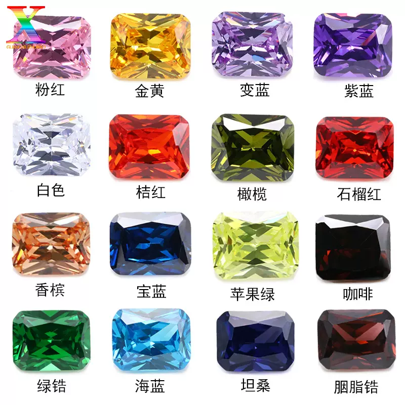 梧州工厂5A长方倒角锆石 四边形小八角人造宝石立方氧化锆石裸石