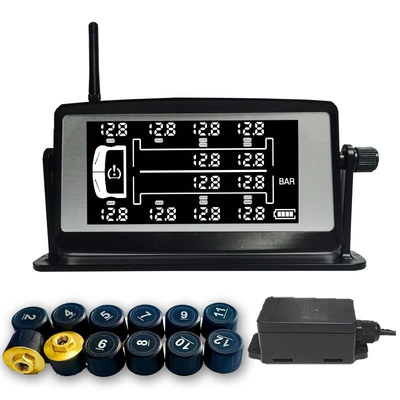 12-wheel truck dedicated solar external tire pressure monitoring system trailer truck tire pressure gauge detector high precision (Tire pressure monitoring system) - whole