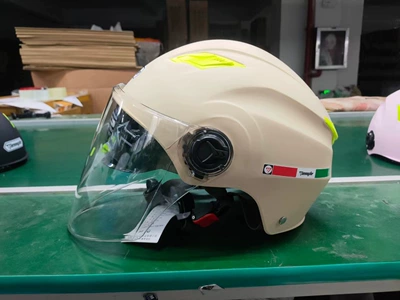 Motorcycle Safety Supplies — Trade Electric Vehicle Helmet for - beige-double-mirror-transparent-long-mirror
