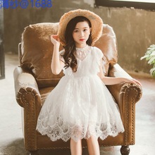 女童夏季连衣裙白色蕾丝裙子儿童公主裙2024新款夏装女孩洋气礼服