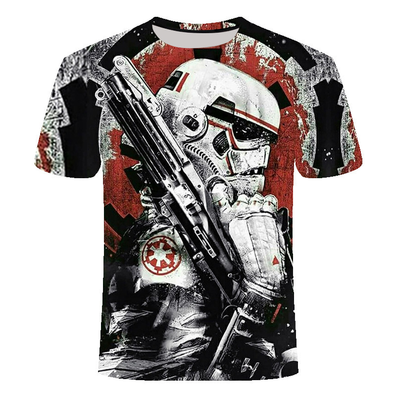 Summer New Foreign Trade Cross-border 3D Star Wars Short-sleeved Men's T-shirt Sports Quick-drying Fitness Couple Breathable Lightweight