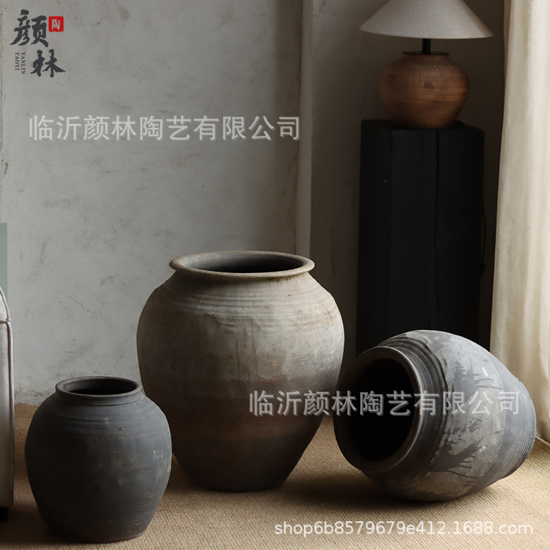 Cerámica de tierra de terra, frasco de viento silencioso, frasco de cerámica hecha a mano, decoración residencial, frasco antiguo, frasco de plantación verde, frasco de viento silencioso, adornos de viento silencioso