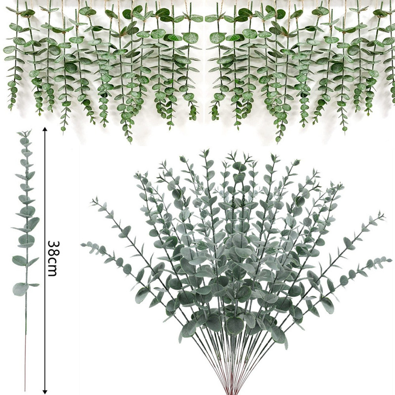 Simulated Green Plants Cross-Border Single Eucalyptus Leaves Eucalyptus Amazon Flower Arrangement Indoor Simulated Flower Decorative Ornaments Wholesale Simulated Green Plants Cross-Border Single Eucalyptus Leaves Eucalyptus Amazon Flower Arrangement Indoor Simulated Flower Decorative Ornaments Wholesale