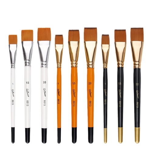 Art wooden oil paint brush board brush 3 short pole set student art painting gouache watercolor pen brush wholesale