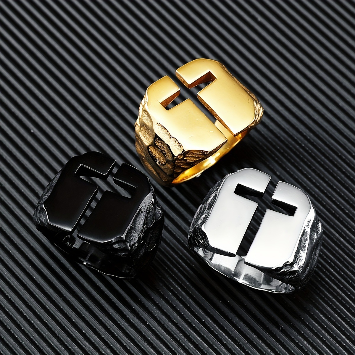 Temu Shein new brand new creative design personality retro Cross Crusade men's ring