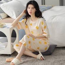 睡衣女夏季新款短袖七分裤韩版休闲夏天居家服可外穿套装