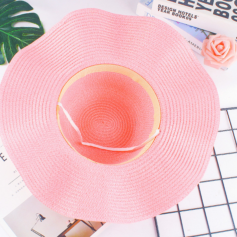 Primavera y verano malla arco sombrero para el sol con volantes sombrero para el sol moda damas playa sombrero al aire libre sombrero al por mayor