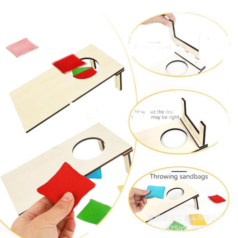 Mini tablero de sacos de arena de madera transfronteriza, tablero de sacos de arena pequeño de escritorio, juego de sacos de arena interactivo entre padres e hijos, juguete educativo