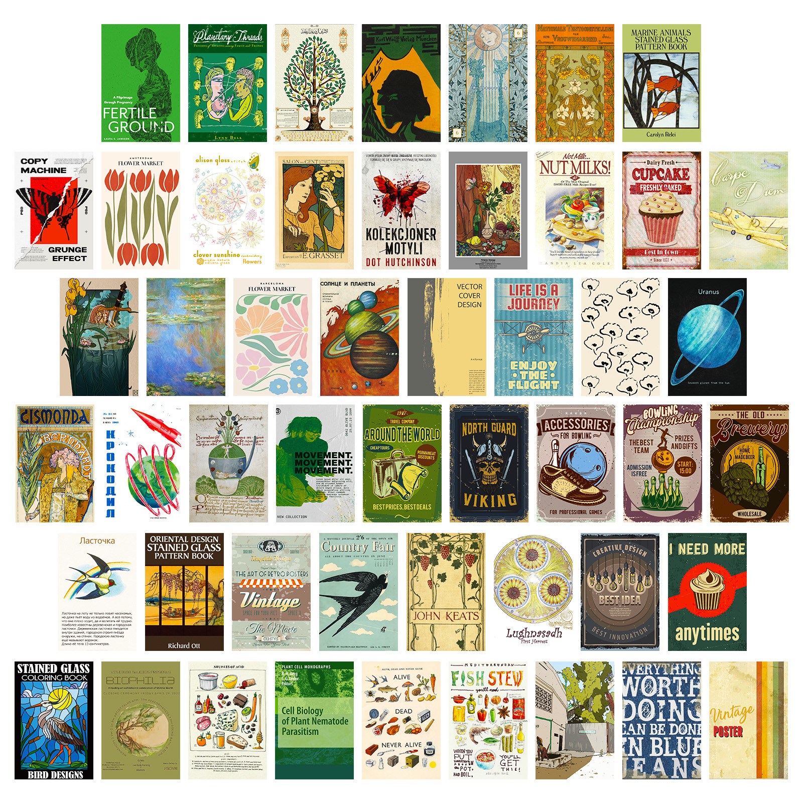 50張復古素材牆面卡片亞馬遜跨境明信片美學色彩溫馨室內裝飾卡片