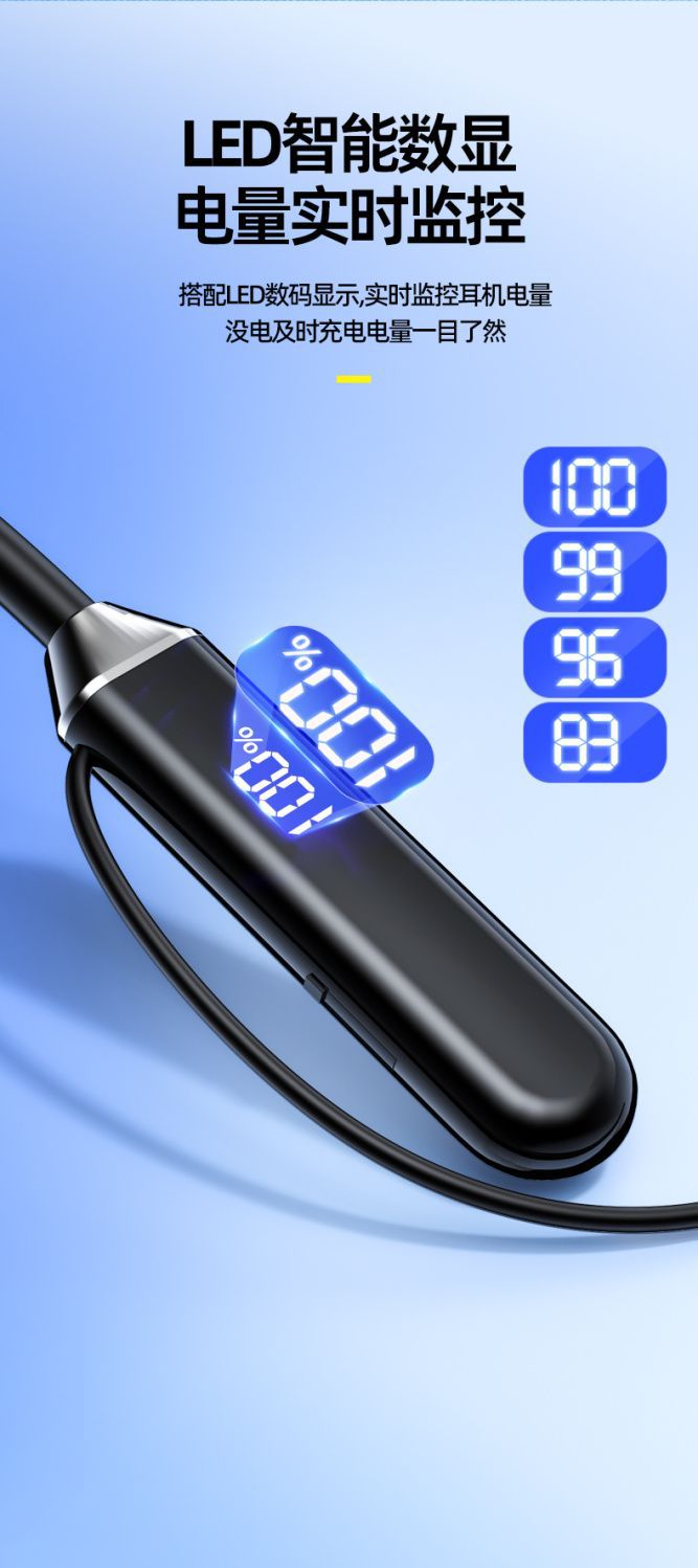 2025 new model Bluetooth earphones, wireless neckband type, ultra-long battery life, suitable for gaming on Apple, OPPO, Xiaomi, and vivo