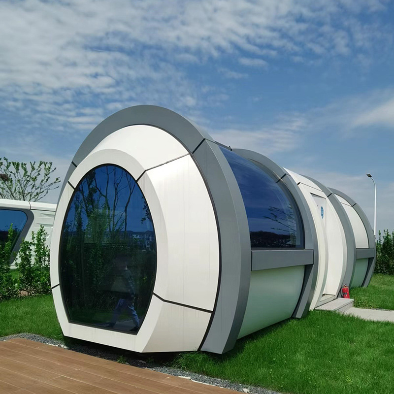 Casa de estrellas de vidrio panorámica de aterrizaje cápsula espacial de aluminio de aviación casa de acampamiento estrella alojamiento residencial