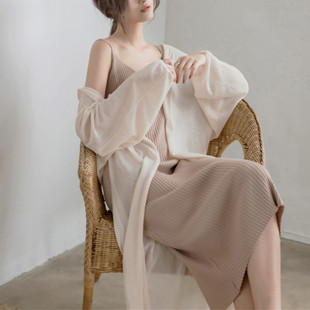 Q1E Shawl Summer with Skirt Mid-Length Sun Protection Clothing for Women 2021 New Long Super Fairy Ice Silk Knitted Cardigan