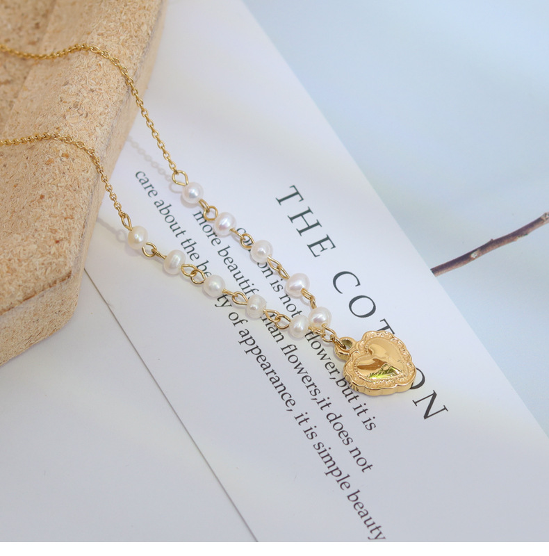 Fashion Heart Shape Titanium Steel Gold Plated Pendant Necklace 1 Piece