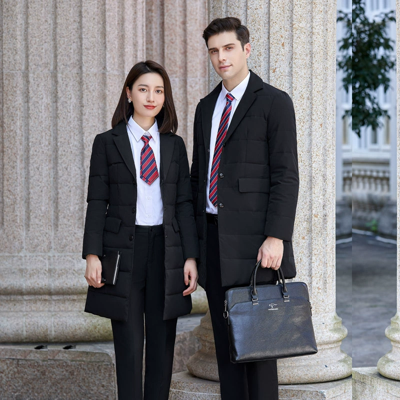 Мужские и женские осенне-зимние Новые однотонные белые гусиные пуховые темпераментные Пригородные длинные однобортные корейские костюмы с воротником пуховик