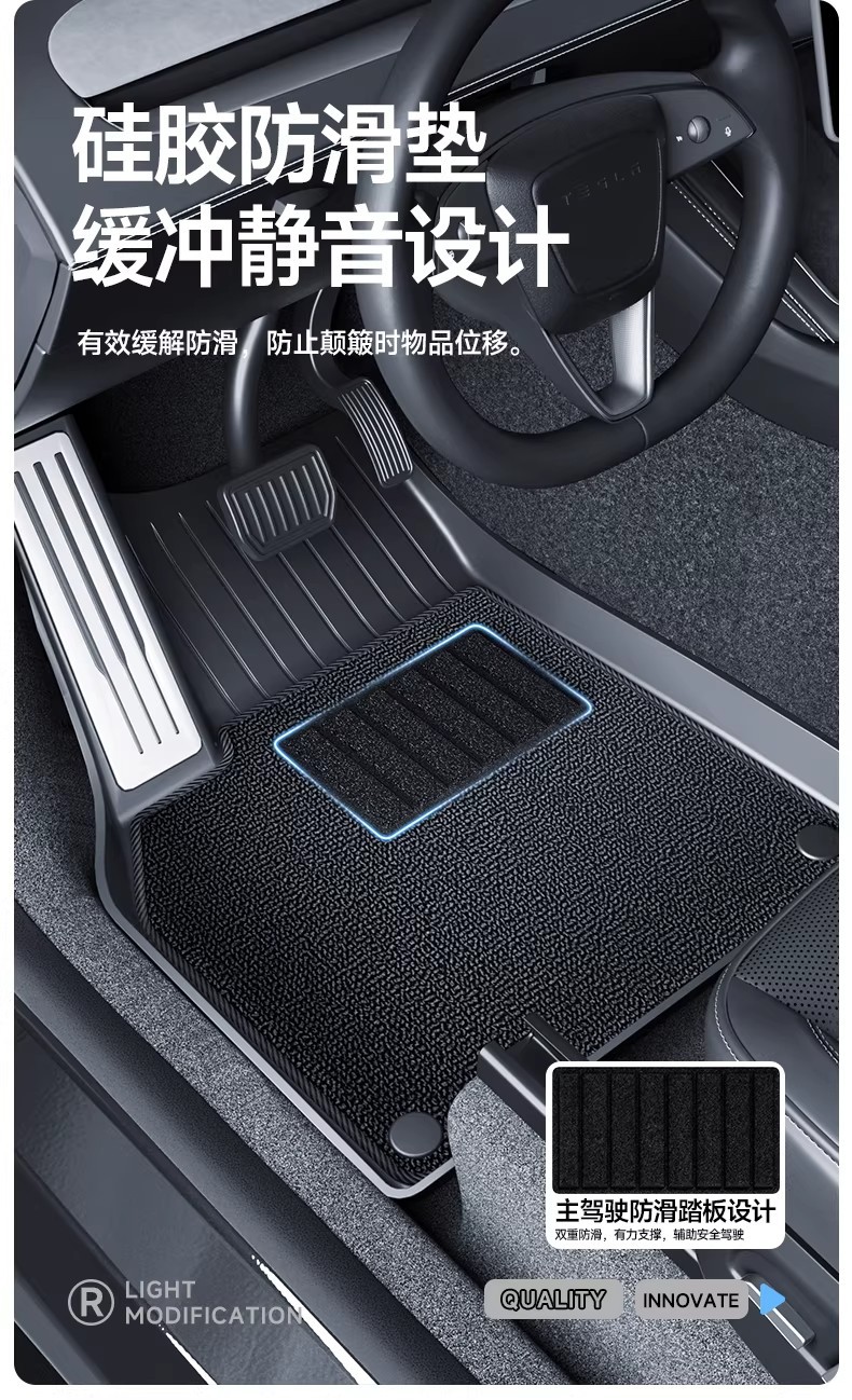 Suitable for the Updated Version of Model Y/Yl/3 Tesla, Full-Coverage Tpe Floor Mats, Official Website Tesla Accessories