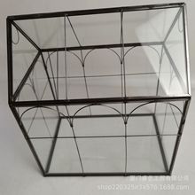 北欧简约几何翻盖玻璃花房封闭微景观室内暖房种植多肉容器