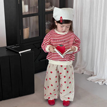 婴幼儿秋装宝宝衣服儿童服装2025新款韩版童装女童条纹卫衣套装