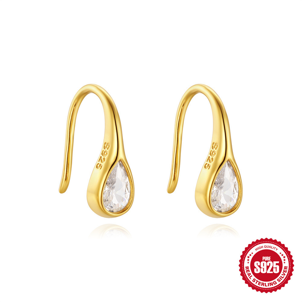 Todo fósforo europeo y americano s925 plata de ley uso diario estrella octogonal Opal/opal moda pendientes pendientes ganchos para los oídos