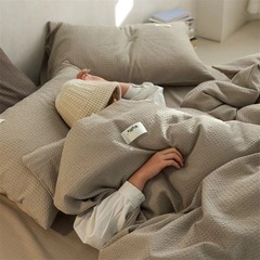 ベビーコットンA類ワッフル100綿4点セット春夏純綿シンプルシーツ布団カバー寝具