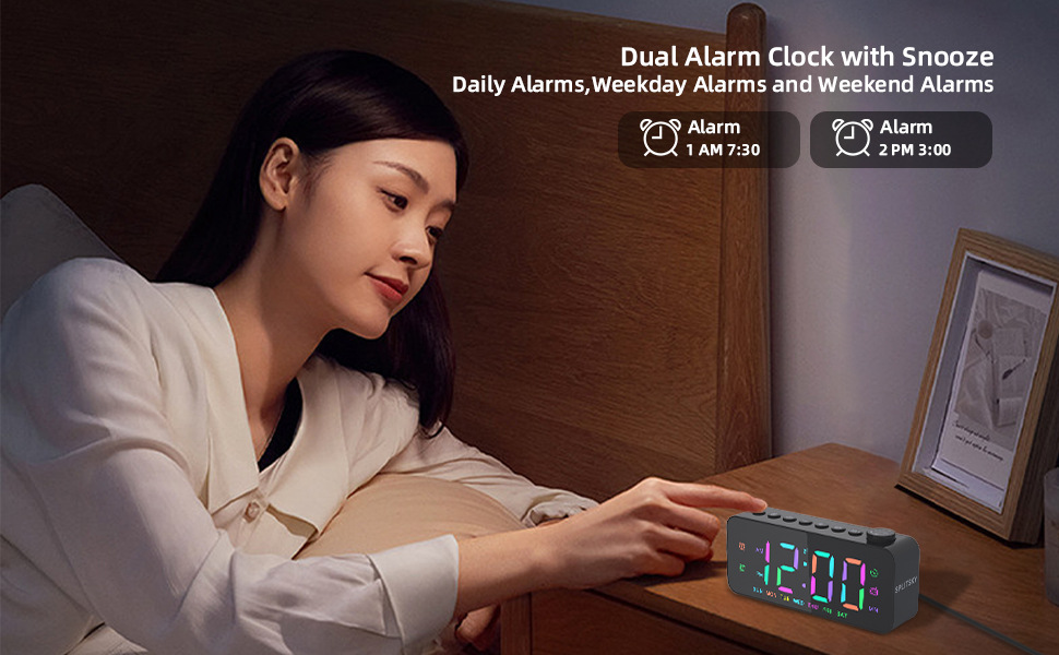 Black Amazon Mirror Alarm Clock - Night View