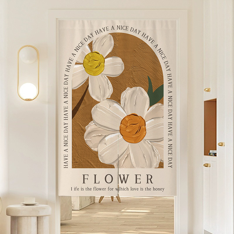 French-Style Door Curtain Partition Curtain for Home Bedroom Half Curtain with a High-End Feel for Bathroom, Toilet, and Kitchen, No-Drill Blocking Curtain