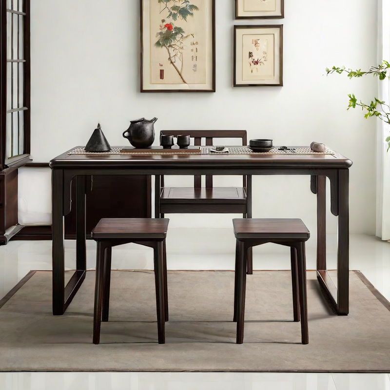 Nuevo estilo chino de madera sólida mesa de té silla combinación casera balcón Zen mesa de té sala de té mesa de té oficina pequeña mesa de té