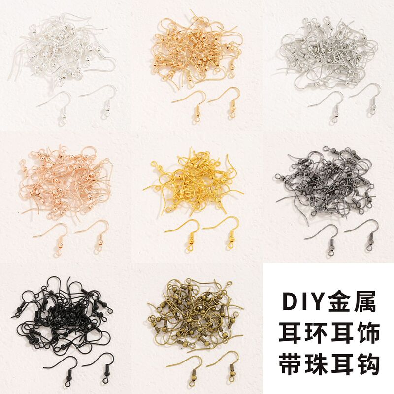 DIY Jewelry Earrings Accessories Gold/Silver Metal Round Bead Ear Hooks Earring Handmade Beading Materials