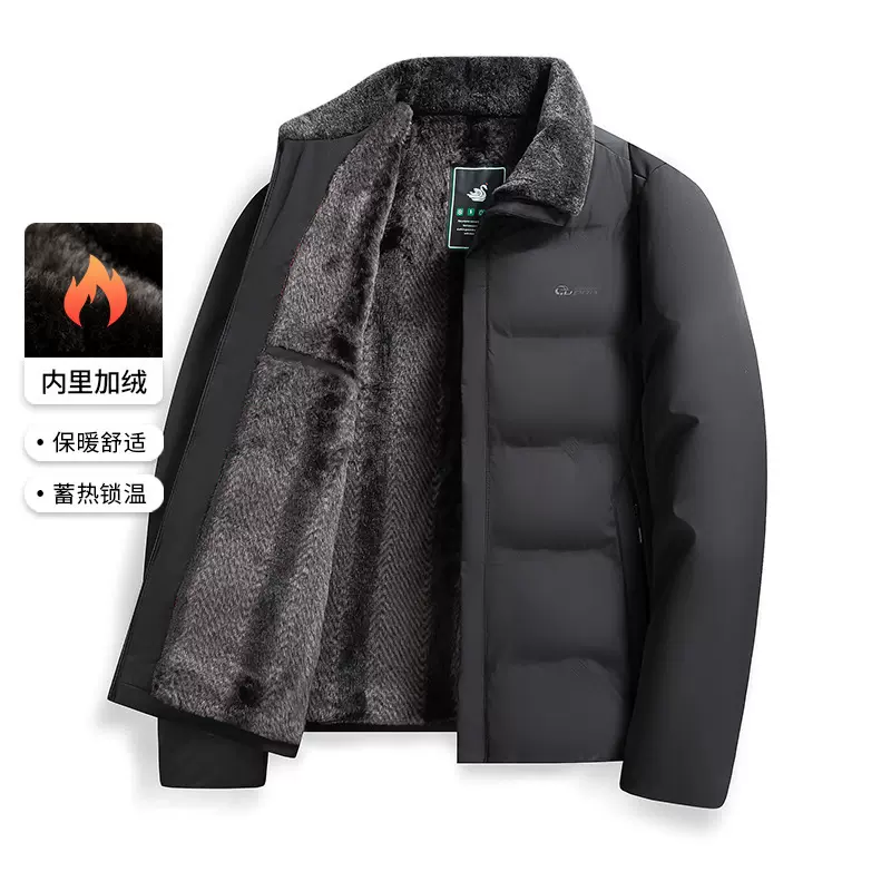 爸爸装加绒加厚棉衣冬季男士保暖外套中老年翻领休闲新款棉服代发