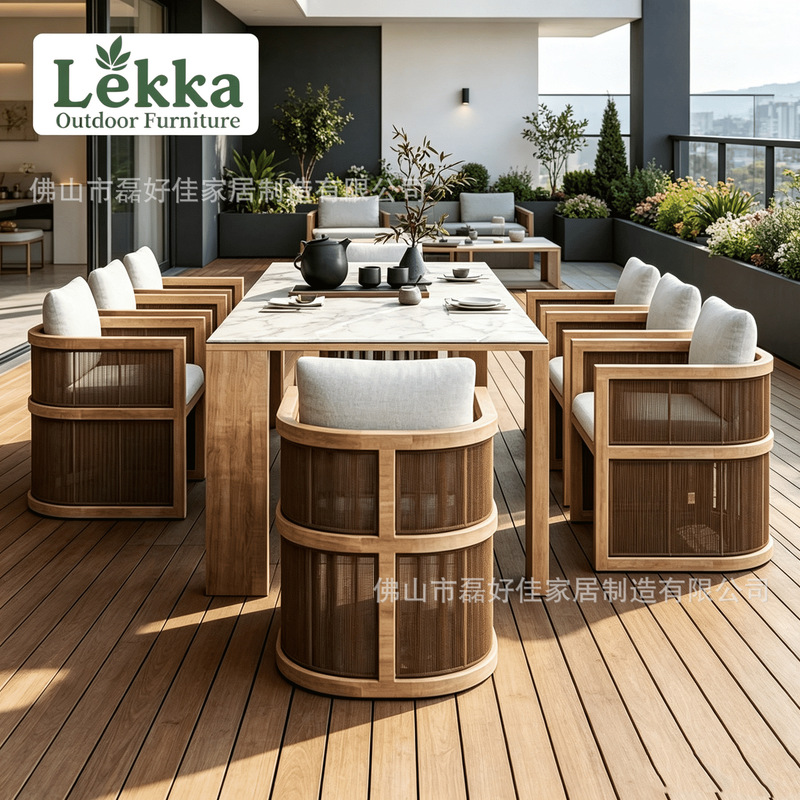 Customized High-End Outdoor Patio Tables and Chairs, Terrace Garden Furniture, Hotel Tables and Chairs, Villa Outdoor Balcony Rattan Chair Frames