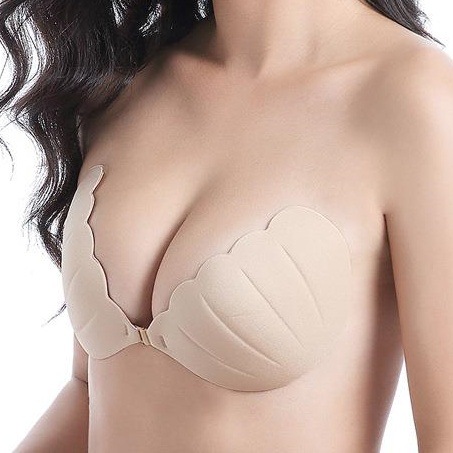Underwire-free, ultra-thin, one-piece shell invisible solid color wedding bra cups, shaping, natural silicone adhesive nipple pads, strapless
