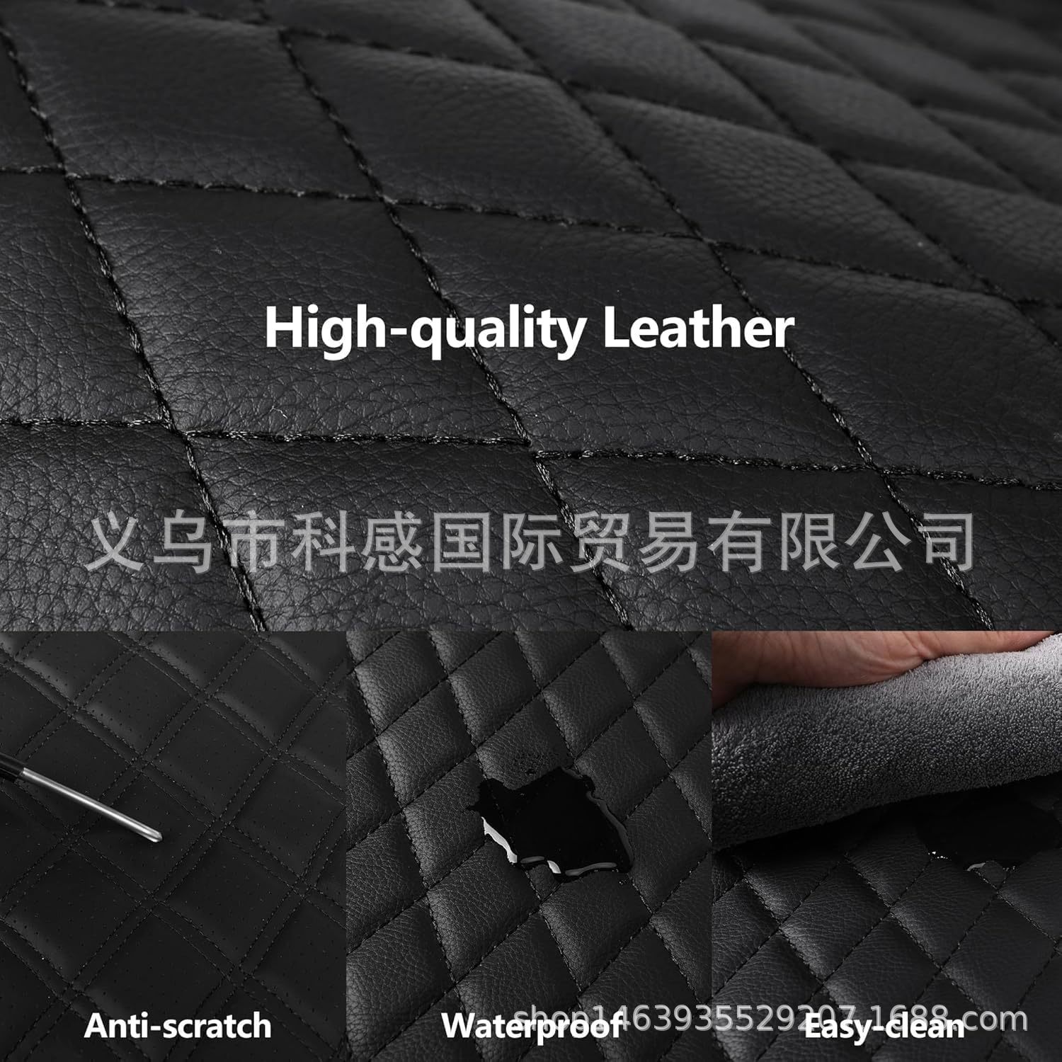 New cross-border single-line diamond pattern PU leather car seat cover for Amazon, Mercado Libre, Mexico, Russia, Europe, and America