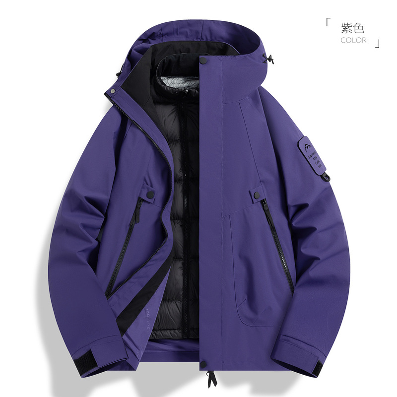 マウンテントレンドジャケット、防風防水スリーインワンダウン登山ジャケット、ベルベットサーマルジャケット、カスタムプリントロゴ|undefined