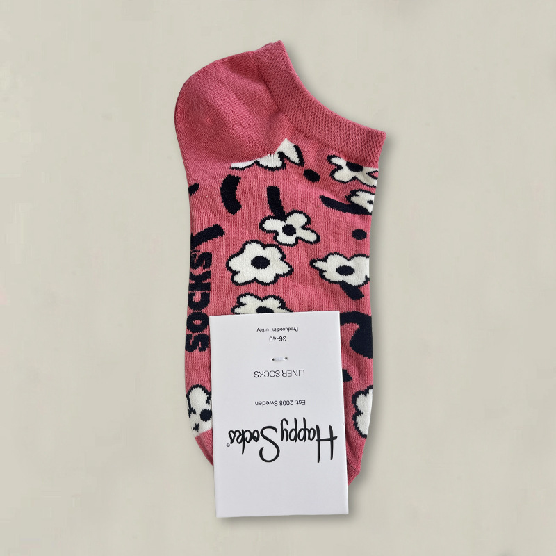 HappySocksハイスキンのショートソックスの漫画の浅い口の低い女性のスウェーデンのファッションのタイプのソックスの春夏のカラー