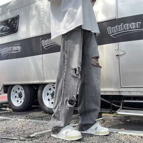 Urban Style Men's Spring and Autumn 2024 New Arrival Jeans Hip-Hop Instagram Trendy Streetwear Cool and Edgy Pant