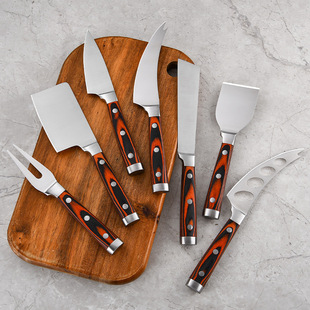 Color wood steel head stainless steel cheese knife fork shovel mini small cutter kitchen baking cake yellow cream knife suit