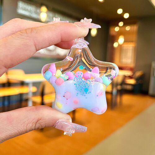 Creative acrylic oil-infused quicksand bottle luminous white beads Mickey head lollipop acrylic accessories pendant wholesale