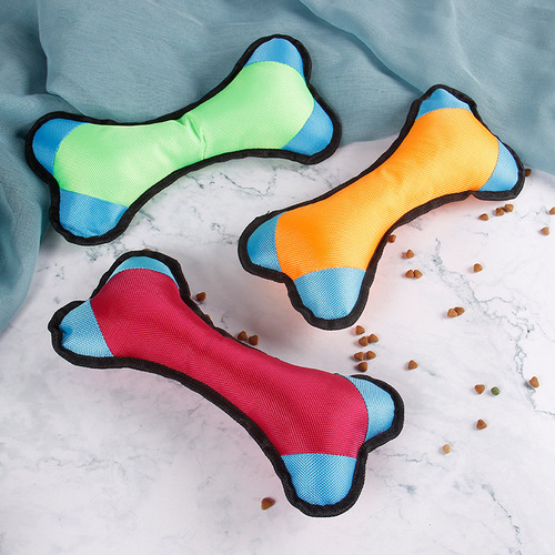 Cross-border exclusive pet sound-resistant, wear-resistant, teething cat and dog plush toy supplies, Oxford cloth four-corner bone wholesale
