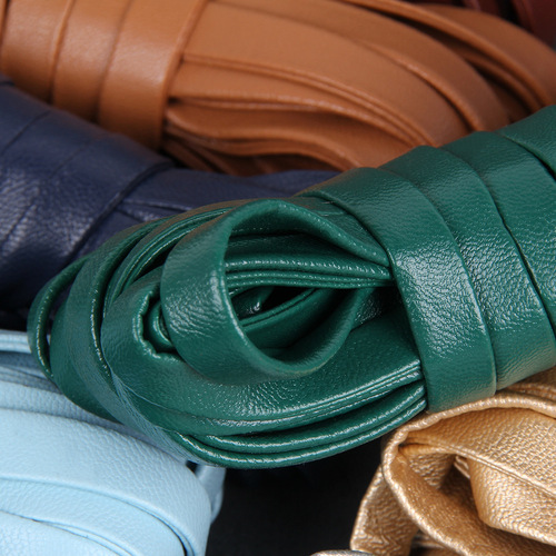 DIY mobile phone chain four-fold pressed strip PU soft leather environmentally friendly imitation sheepskin imitation leather rope material necklace rope clothing edge strip