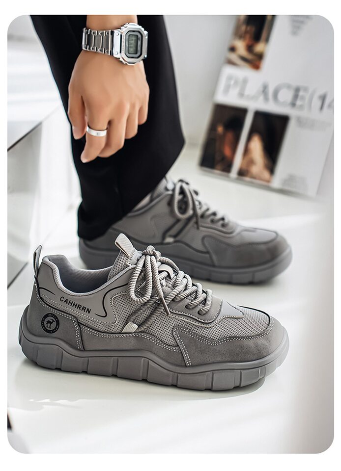 Giày nam mũi rộng thân lưới thoáng khí đế mềm phong cách thể thao casual, gót thấp 1-3 cm — 5019 màu xám, 5019 xám đen, 5019m màu chi tiết 25