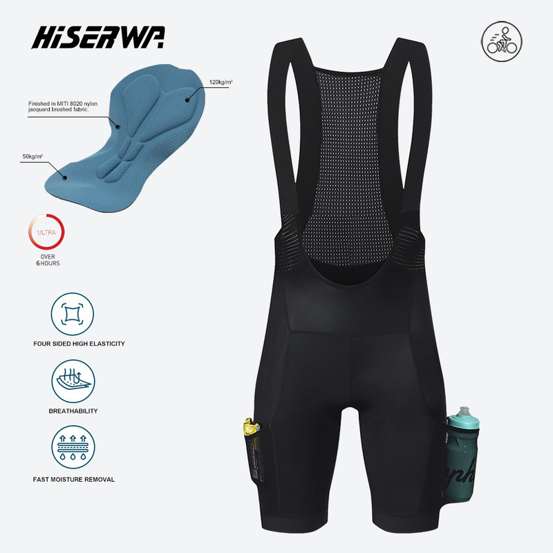 Hiserwa Disco Cycling Jersey Men's Overalls Shorts Bicycle Overalls Multi-Flap Pocket Pants Long-Distance Cycling
