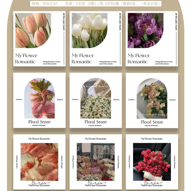 Tarjeta de felicitación floral tarjeta de agradecimiento fresca Tarjeta de bendición de vacaciones creativa Mensaje de confesión tarjeta colgante Etiqueta de flor