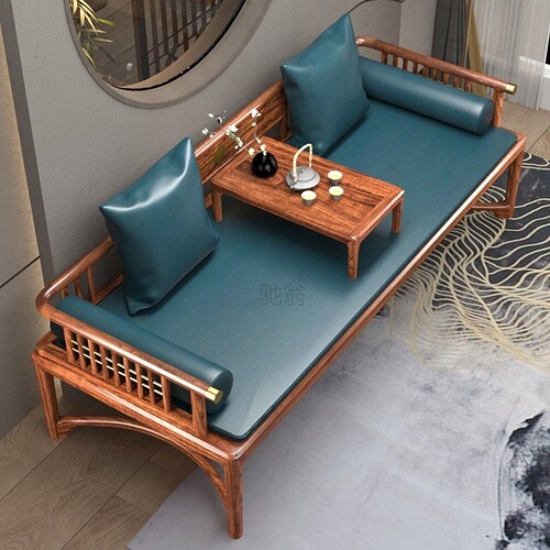 3l new Chinese style Arhat bed solid wood sofa simple modern small apartment push-and-retractable Zen couch living room dual-purpose bed