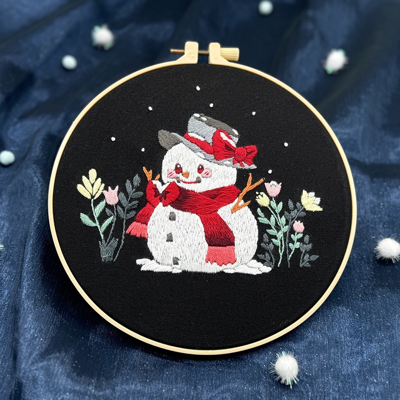 Papá Noel Elk Colgante Pintura Lu Bordado Hecho a mano Paquete de material de bricolaje Regalo creativo Cabaña redonda Colgante Pintura