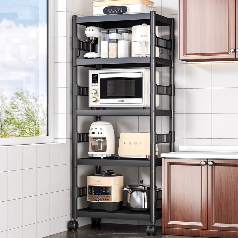 가정용 이동식 주방 전자 레인지 냄비 보관 유물 다층 탄소강 주방 용품 보관 랙